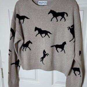 Wild Fox Horse Sweater Cotton/Acrylic Blend Size M Excellent Preowned Condition